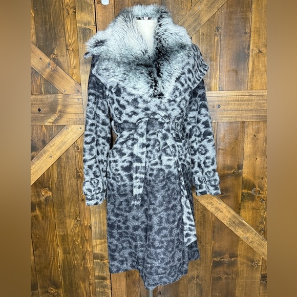 Tracy Reese Jackets & Blazers - Tracy Reese New York Leopard Print Faux Fur Wool Blend Coat Size S